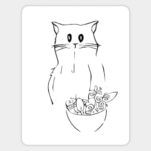 Cat and Flower Pot Magnet